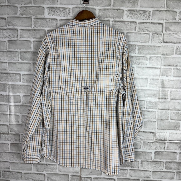 Columbia PFG Super Tamiami Light Plaid Long Sleeve Button Up Fishing Shirt XL - Picture 5 of 9